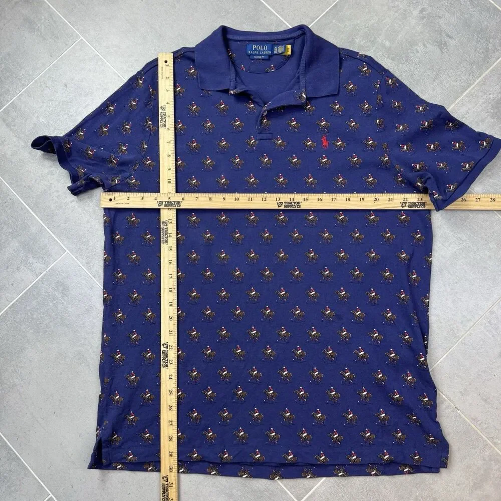 Polo Ralph Lauren Equestrian AOP Pony Mesh Polo Navy XL Classic Fit